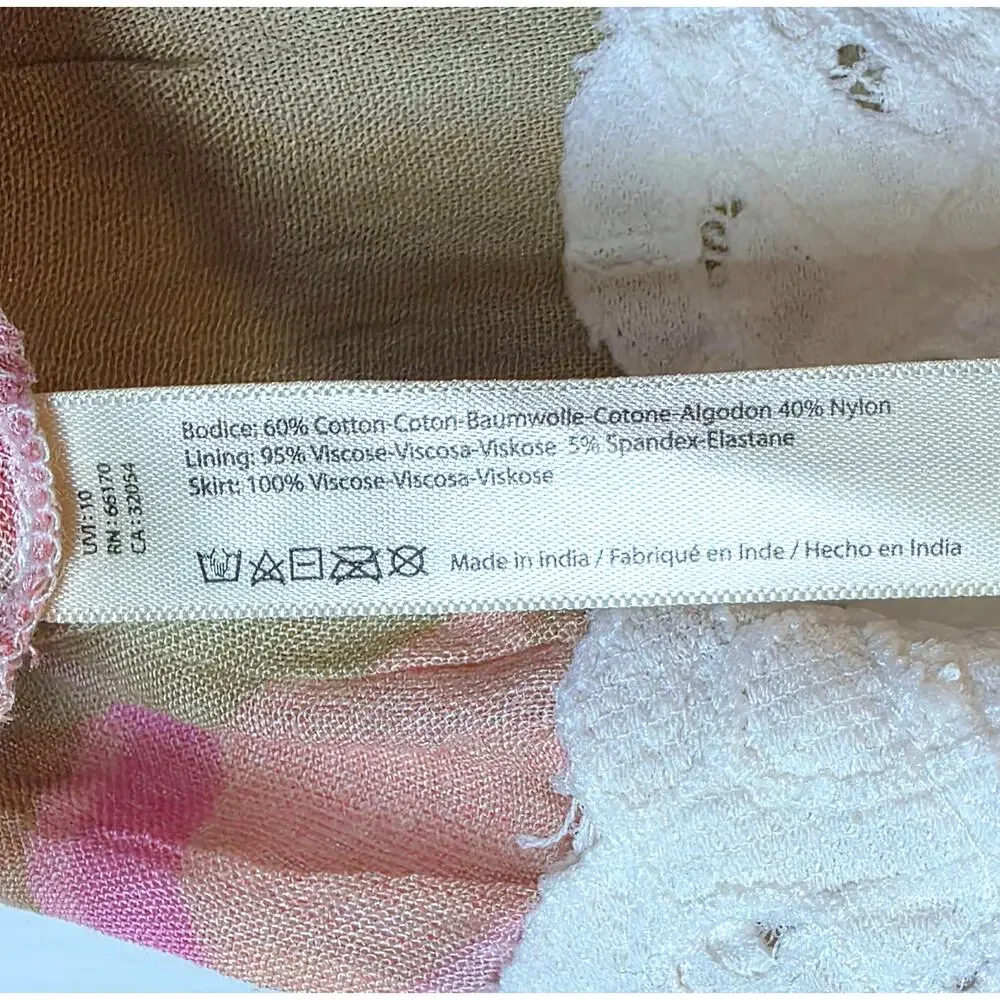 FP Intimately Free People Adella Mini Slip Dress Sz Large Pink Plaid Ruffle $98 - Picture 16 of 16